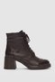 Elenore Genuine Leather Women's Boots with Genuine Leather Laces and Side Zipper - Brown - 2