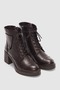 Elenore Genuine Leather Women's Boots with Genuine Leather Laces and Side Zipper - Brown - 5