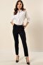 Waist Belt Side Pocket Skinny Leg Crepe Wide Size Pants