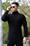 Men's Black Turtleneck Knitwear Sweater - 3