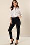 Waist Belt Side Pocket Skinny Leg Crepe Wide Size Pants - 2