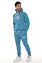 Men's Light Blue Hooded Kangaroo Pocket Fleece-Lined 3 Thread Winter Fleece Lined Tracksuit Set - 2