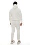 Men's Ecru Hooded Kangaroo Pocket Fleece-Lined 3 Thread Winter Casual Tracksuit Set with Fleece Lining - 7