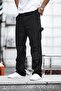 Men's Wide Leg Loose Leg Basic Black Baggy Trousers - 3