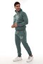 Men's Petrol Green Hooded Kangaroo Pocket Fleece-Lined 3 Thread Winter Fleece Lined Tracksuit Set - 3