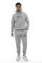 Men's Gray Hooded Kangaroo Pocket Fleece-Lined 3 Thread Winter Casual Tracksuit Set with Fleece Inside