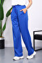 Cobalt Blue Waist Elasticated Two Thread Palazzo Sweatpants Bottom - 3