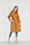 Women's Drawstring Waist Water Repellent Hooded Trench Coat - 5
