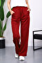 Burgundy Elastic Waist Two Thread Palazzo Sweatpants - 3