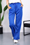 Cobalt Blue Waist Elasticated Two Thread Palazzo Sweatpants Bottom - 4