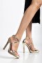 Women's Gold Platform Heeled Shoes - 3