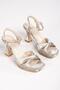 Gold Lurex Patterned Platform Heeled Evening Dress Shoes - 2