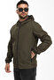 Men's Khaki Lined Water Resistant Hooded Pocket Jacket