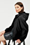 Women's Black Lined Hooded Raincoat with Pockets - Windbreaker Jacket - 2