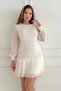 Modern Design Women's Midi Length Dress 021 with Pleated Hem, Chanel Fabric and Long Sleeves - 3