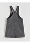 Anthracite Square Neck Printed Girls' Jean Salopet Dress - 3