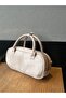 Cream Women's Bowling Suede Hand and Shoulder Bag - 2