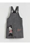 Anthracite Square Neck Printed Girls' Jean Salopet Dress - 2