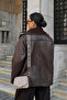 Suede Jacket with Plush Lining, Buttoned Pockets - 6
