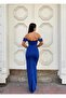 Body-hugging sequined long evening gown with detachable sleeves 583329 Navy Blue - 4