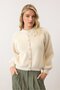 Cream Soft Bearded Yarn Balloon Sleeve Buttoned Knit Cardigan - 2