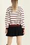 Women's Cool Oversize Fit Crew Neck Thick Basic Three Thread Inside Raised Striped Sweatshirt - 2