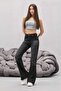 Women's High Waist Black Effect Stretchy Flared Jeans - 7