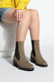 Women's Elastic Side Strap Heeled Casual Boots Espato Mink Suede - 4