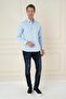 Men's Slim Fit Cotton Long Sleeve Classic Blue Shirt Gk 745 - 3