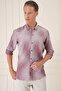 Men's Comfort Fit Batik Pattern 100% Linen Claret Red Shirt g 1571 - 2