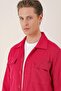 Men's Comfort Fit Flap Pocket Twill Woven Stretch Cotton Red Shirt Jacket g 1561 - 6