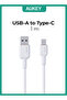 كابل USB-A إلى C مضفر من النايلون بطول 1 متر، Cb-nac1 أبيض