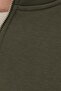 Unisex Relax Fit Comfortable Cut Cotton Fleece Lined Half Zipper Khaki Stand Collar Sweatshirt - 6