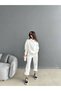 White Thick Hooded Bottom Top Tracksuit Set - 2