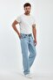 Men's Oversize Wide Leg High Waist Ice Blue Baggy Jeans - 4