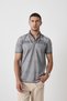 Men's Striped Loose Gray Linen Polo Collar T-Shirt - 3