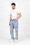 Men's Wide Leg Cargo Pocket Jeans Ice Blue Baggy Trousers - 2
