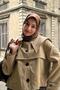 وشاح حريري من نسيج التويل ذو وجهين باللون البني المر