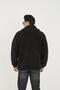 Men's Zippered Oversize Pocket Hooded Black Plush Jacket - 6