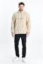 Men's Kangaroo Pocket Cream Hooded Sweatshirt - 4