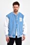 Men's Casual Cotton Comfortable Oversize Ice Blue Denim College Jacket