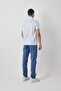 Men's Striped Loose Blue Linen Polo Collar T-Shirt - 5