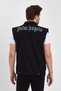 Comfortable Pattern Text Printed Denim Buttoned Denim Vest Black - 6