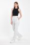 Women's Summer Pallazzo Cotton High-Waist Pants with Elastic Waistband, White - 3