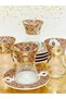 Gold Claret Red Pattern Embroidered Glass Porcelain Tea Set for 6 Persons Premium Porcelain - 5