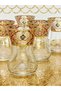 Gold Claret Red Pattern Embroidered Glass Porcelain Tea Set for 6 Persons Premium Porcelain - 6
