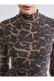 Peak New Season Stand Collar Leopard Print Women's Bodysuit - 3