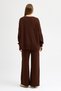 Women's Brown Crew Neck Sweater-Pants Knitwear Set - 8