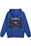 99 Sırt Printed Hooded Yarı Oversized Sweatshirt Sax Blue Hoodie 1408
