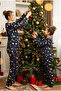 Navy Blue Cookie Christmas Patterned Cotton Crew Neck Knitted Pajama Set 25241140